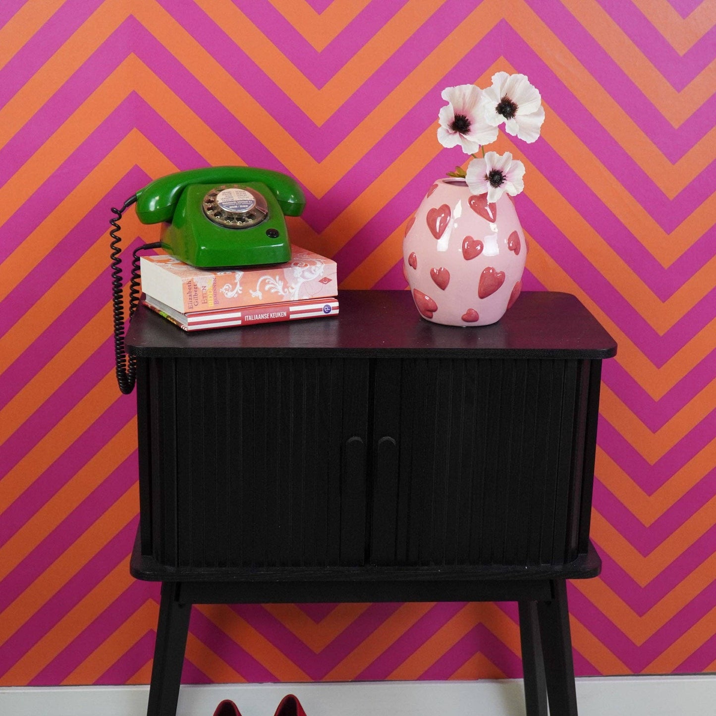 Vase -Flower Vase Hearts - Pink/ Red - 16x16x17,5cm