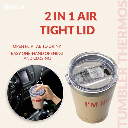 "Im Hot" Beige Thermos Mug