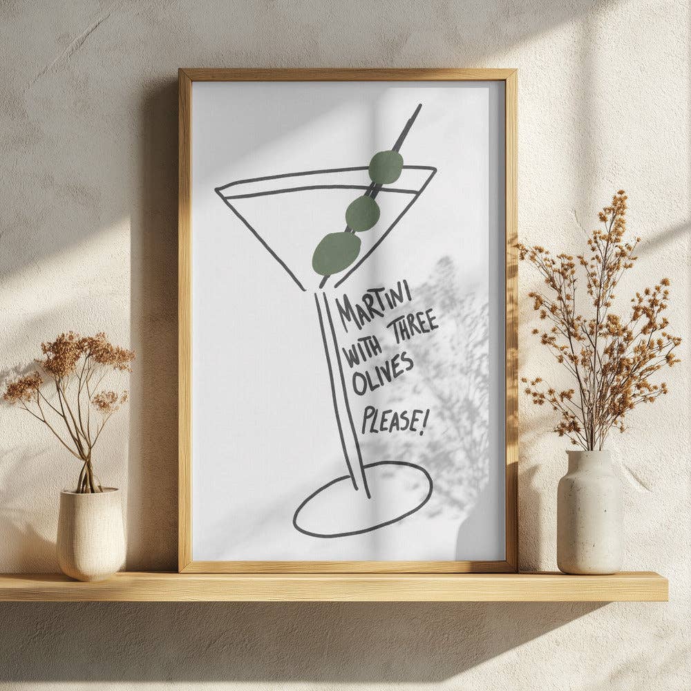 Three Olive Martini Art Print