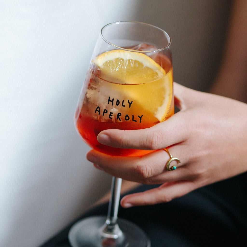 "Holy Aperoly" Wine Glass by Johanna Schwarzer × Selekkt