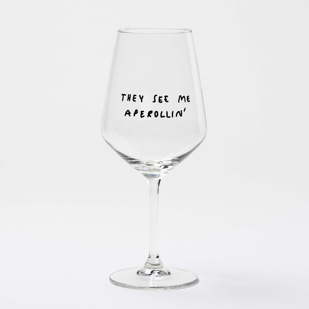 "They See Me Aperolin'" Wine Glass by Johanna Schwarzer × Selekkt