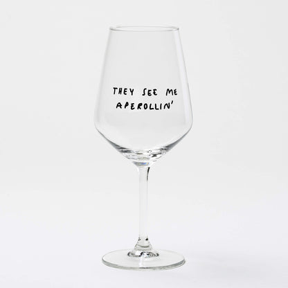 "They See Me Aperolin'" Wine Glass by Johanna Schwarzer × Selekkt