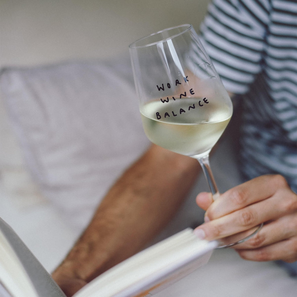 "Work Wine Balance" Wine Glass by Johanna Schwarzer × Selekkt