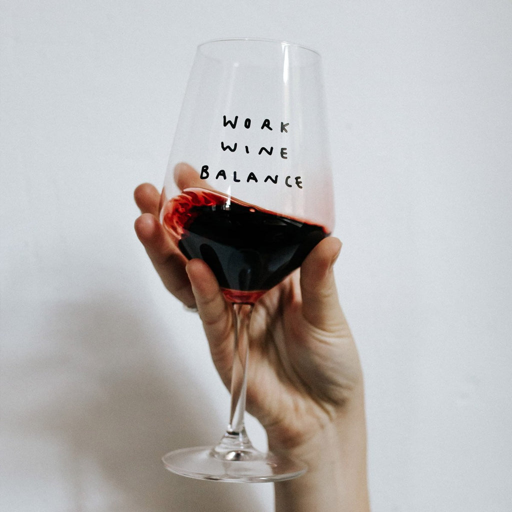 "Work Wine Balance" Wine Glass by Johanna Schwarzer × Selekkt