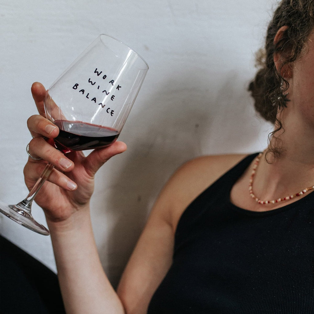 "Work Wine Balance" Wine Glass by Johanna Schwarzer × Selekkt