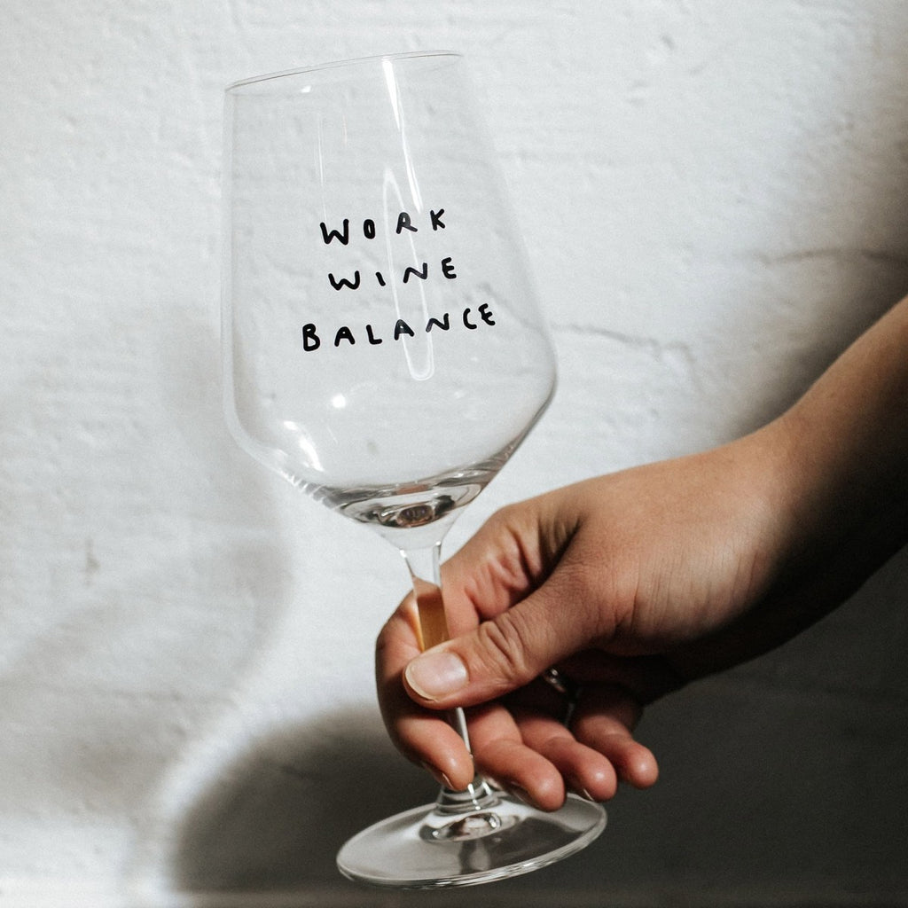 "Work Wine Balance" Wine Glass by Johanna Schwarzer × Selekkt